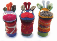 Cate and Levi reclaimed wool hand puppet, handmade dog in mixed colors, 12 inches - view 27