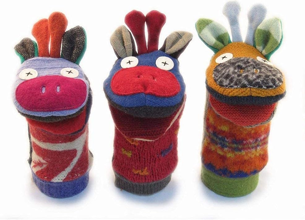 Cate and Levi reclaimed wool hand puppet, handmade dog in mixed colors, 12 inches - view 27