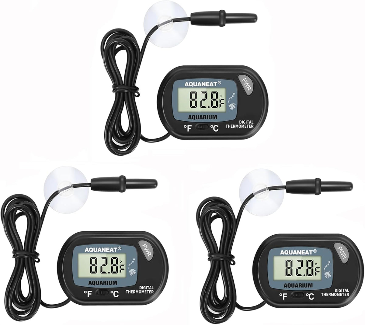 AQUANEAT Aquarium Thermometer, Fish Tank Thermometer - 3 Packs