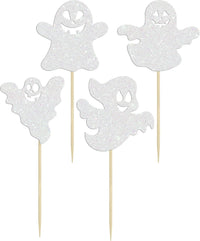 Gyufise black glitter Halloween happy birthday cake topper with half moon, house, pumpkin, ghost and - view 24