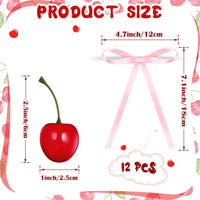 Chunful fake cherry cake toppers with red polyester bows - view 32