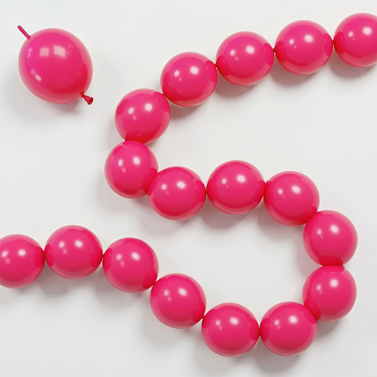 Pearl White Linking Balloons for Wedding Bride Shower Mermaid Party - Hot Pink / 6 inch