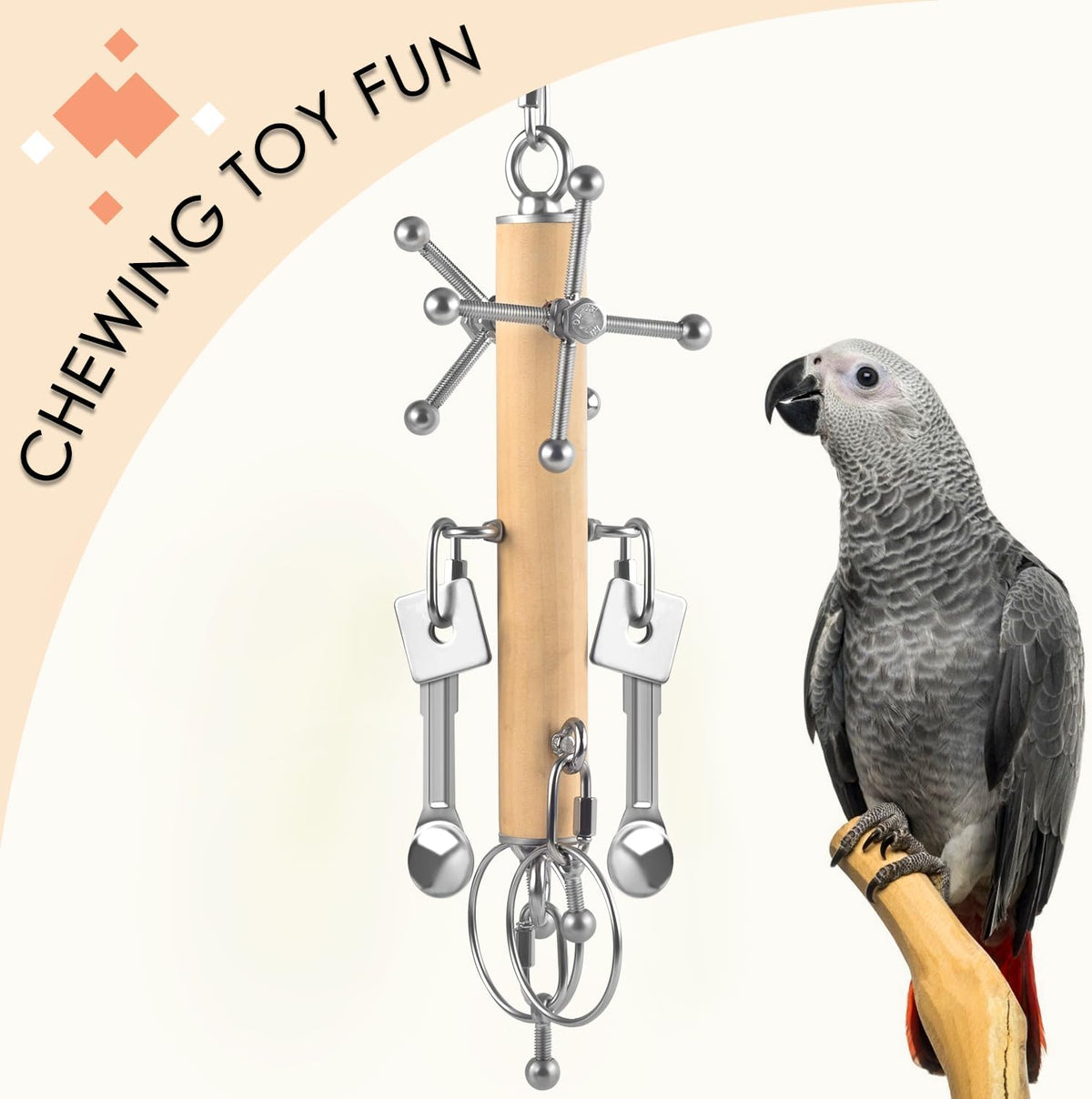 KATUMO Bird Toys, Parrot Pull Spoons - Yellow+Silvery - image 3
