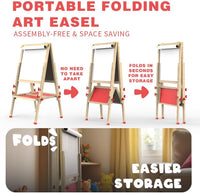 Joyooss Art Easel for Kids Easel for Toddler with Paper roll – Fun for Kids & Family - Foldable Red - image 2