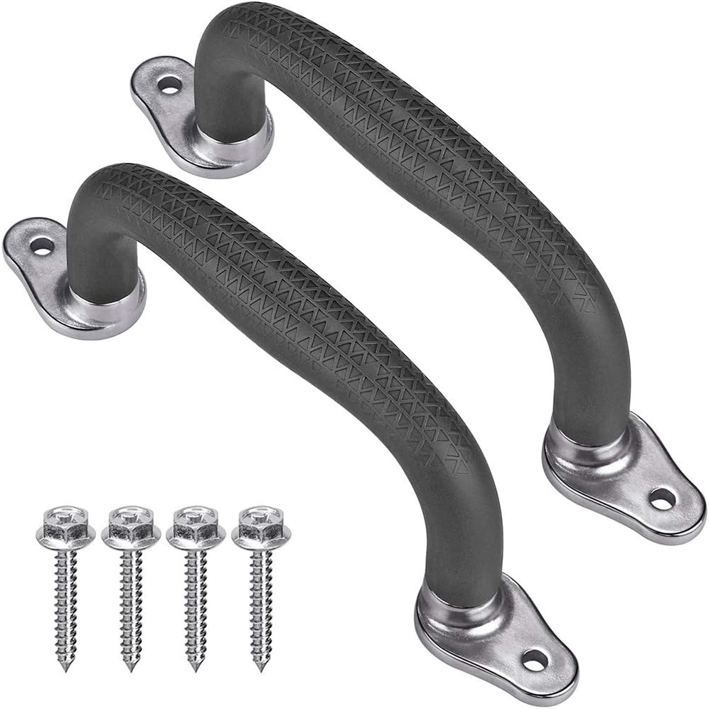 SELEWARE black playground safety handles with steel brackets, 2 pack