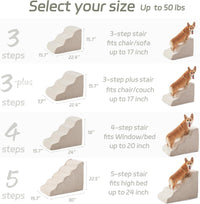 Dog Stairs for Small Dogs 15.7'' H, 3-Step High Density Foam – Essentials for Dogs - Beige / 3 / Standard 3 Step-15.7"H - image 2