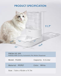 PAWGETHER® Gravity Automatic Pet Water Dispenser with 1 Filter for Cats and Small Dogs 1 Gallon/3.5L Auto Pet Waterer Dog Water Dispenser, Easy to Fill