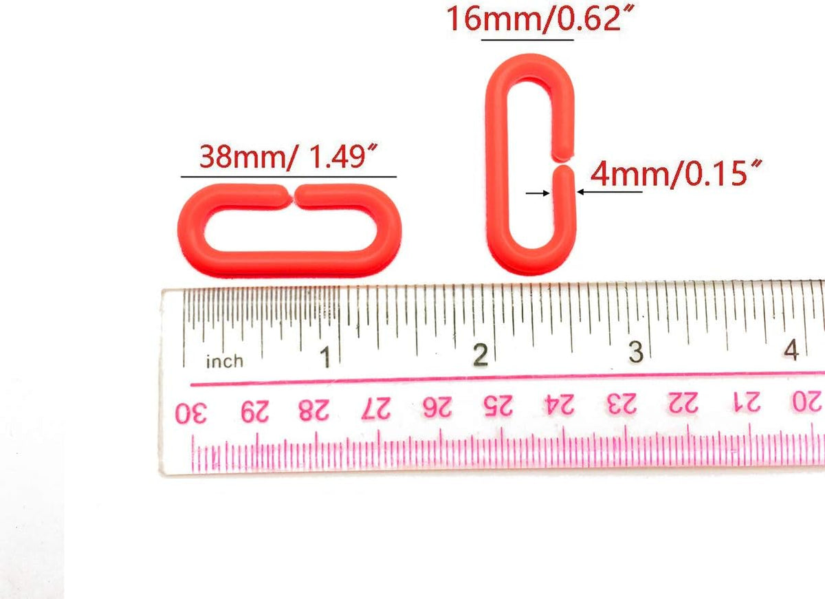 200Pcs Black C-Clips Plastic Chain Links for Birds & Small Pets – Essentials for Birds - Red / 200Pcs - image 2