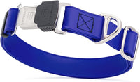 Dogline Biothane Waterproof Dog Collar with Herm Sprenger Stainless Steel Quick Release Buckle – Heavy Duty Tactical Durable Collar for Dogs – Comfortable and Safe Pet Collar W 1" L 15-25" Blueberry