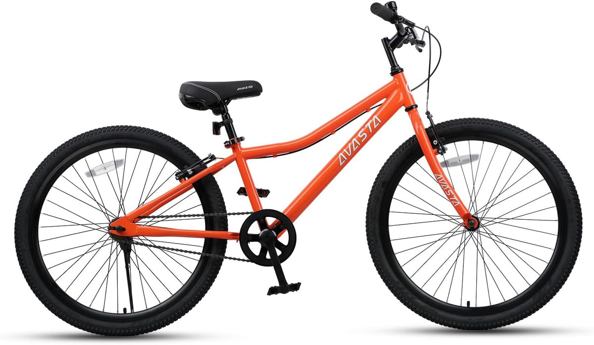 AVASTA Bilbo 18 20 24 Inch Kids Bike for Boys Girls Youth 5-14 Years - Orange / 24 Inch with Kickstand - image 2
