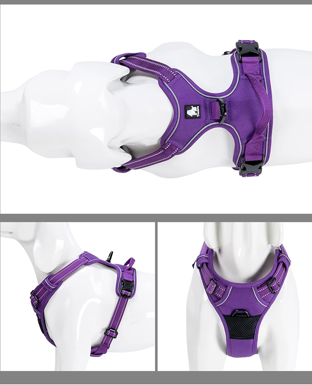 TRUE LOVE Adjustable No-Pull Dog Harness Reflective Pup Vest - XL / Purple - image 4