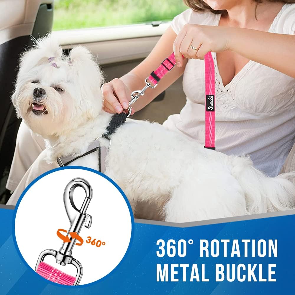 Lukovee Double Dog Car Seat Belt, No Tangle Headrest Restraint – Essentials for Dogs - Fluorescent Pink / 1 Pack - image 3