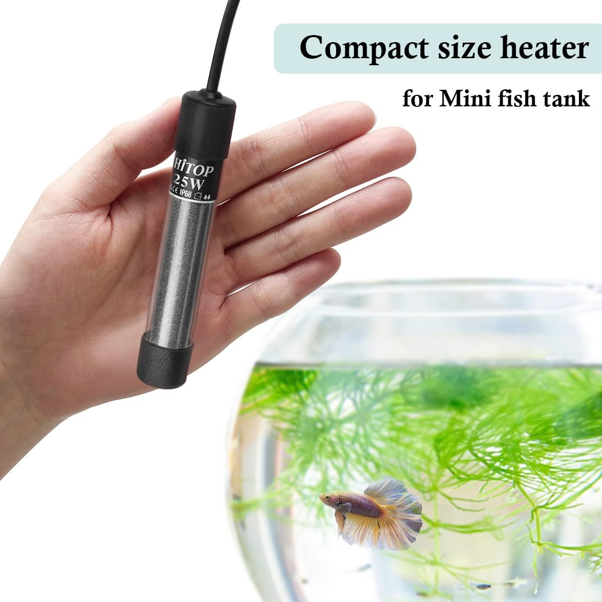 HITOP Mini Submersible Aquarium Heater 50W Digital Heater for Fish - (1-6 Gal)25W - image 2
