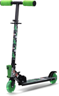 Voyager 2 wheel kids kick scooter with light up LED wheels and Minecraft design