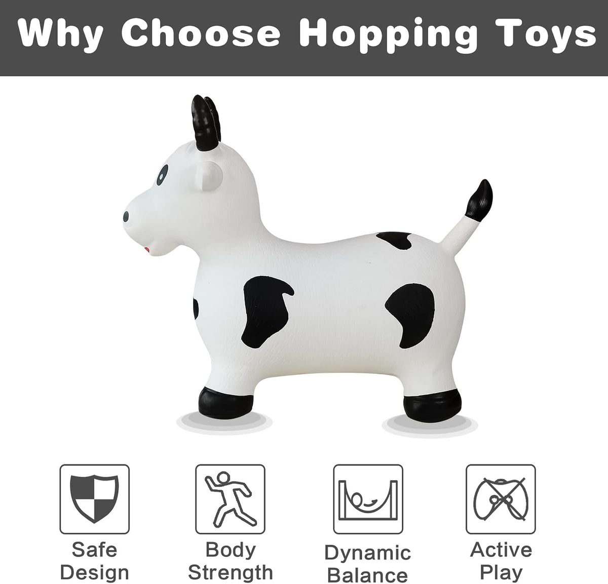 HotMax Bouncy Cow Hopping Horse Toys - White Cow - image 3