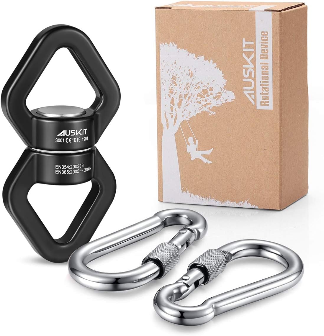Black Swing Swivel, 30 KN Safest Rotational Device Hanging Accessory – Fun for Kids & Family - 30 KN / Black