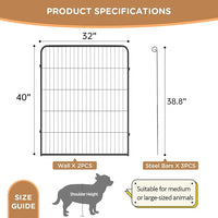 BestPet | Dog Playpen Extender | 40 Inch, 2 Panels | Heavy Duty Metal Pet Exercise Pen | Indoor Outdoor Fence Panels | Rust-Resistant, Removable, Tool-Free Setup | Anti-Skid, Expandable Design