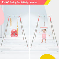 FUNLIO 2 in 1 Baby Jumper and Swing with 4 Sandbags - Pink - image 2