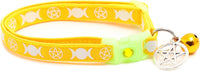 Wicca Cat Collar with Occult Charm & Bell - Large(10lbs & Up) / Yellow