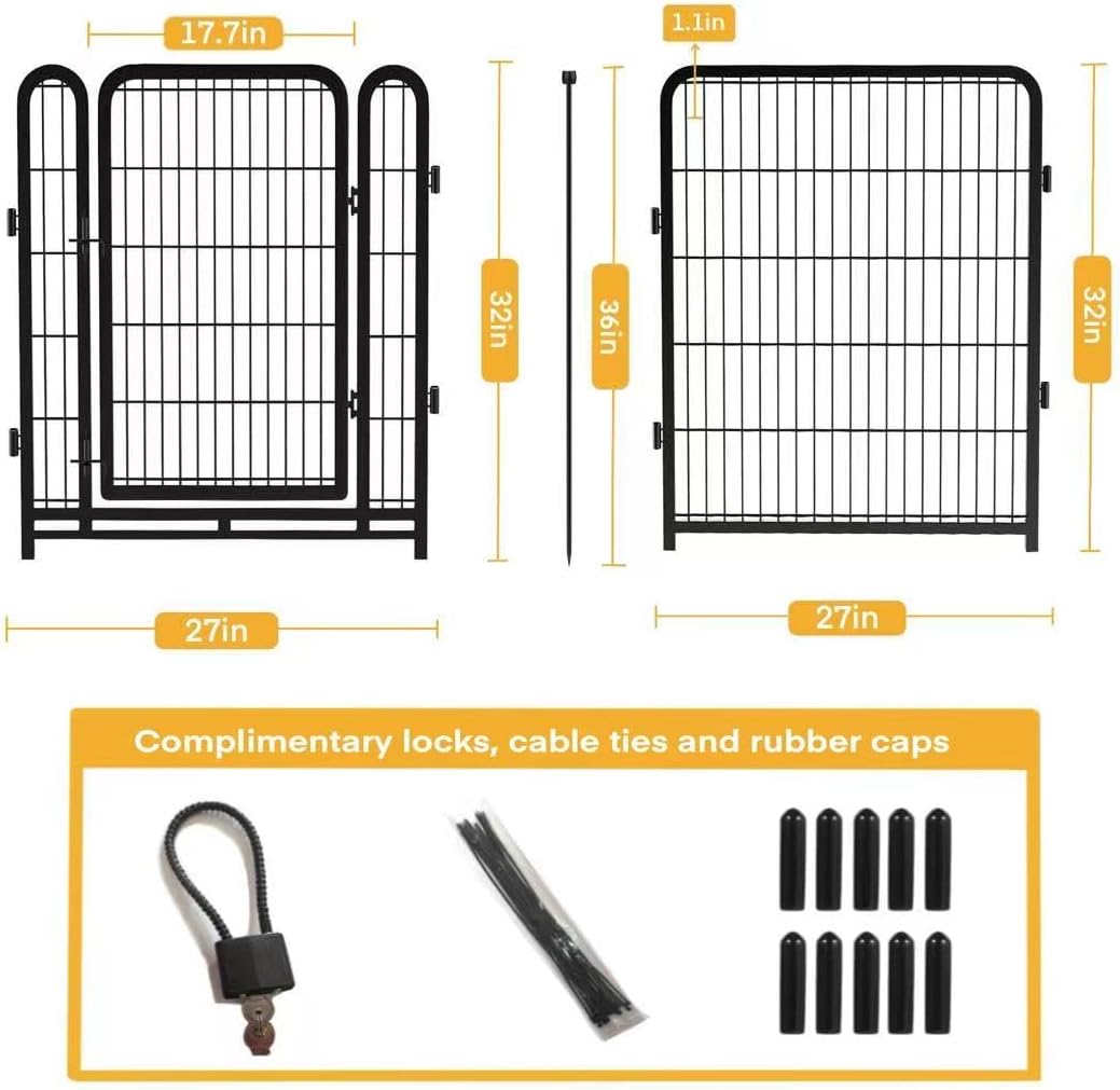 Dog Playpen 48 inch 8 Panels Total 17.7 Ft Dog Fence Outdoor - 32''(H)-4panels-8.9ft(L) - image 2
