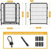 Dog Playpen 32 inch(H) 4 Panels Dog Fence Outdoor for Yard. Metal Dog Pen Heavy Duty Pet Puppy Exercise Pen for Rv Camping Garden Yard, Wide Door Low Threshold Dog Fence Total 8.9 Ft(L)