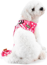 No Pull Polka Dot Small Dog Puppy Cat Harness with Crown - Pink / XL (chest 19.7",fit 15-21 lbs) - image 4