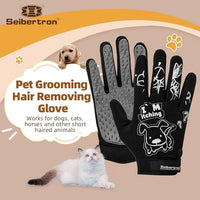 Seibertron Patented P.G.M.G-1 Pet Hair Remover/Deshedding Grooming Gloves Seven Sizes Fit All Works for Dogs, Horses, Cats and Other Animals Short Fur(1-Pair) Adult Black XL
