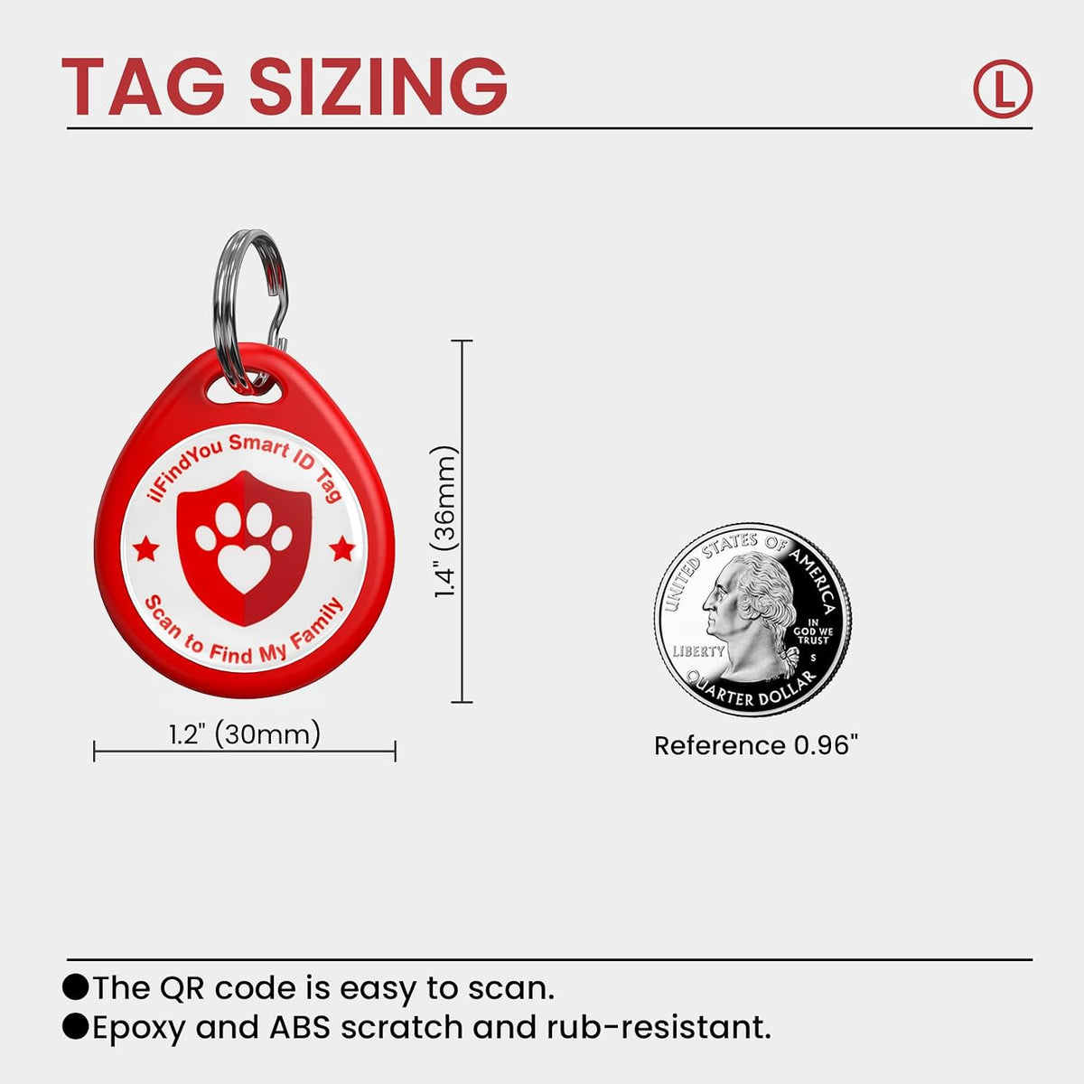 QR Code Cat Tags Personalized Small, Real-time Alerts, Pink – Essentials for Cats - 1 Pack Red / Large-1.2"*1.4" - image 2
