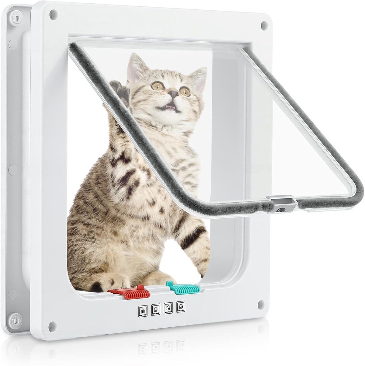 Cat Door for Interior Exterior Door, 4-Way Locking Flap – Essentials for Cats - Medium