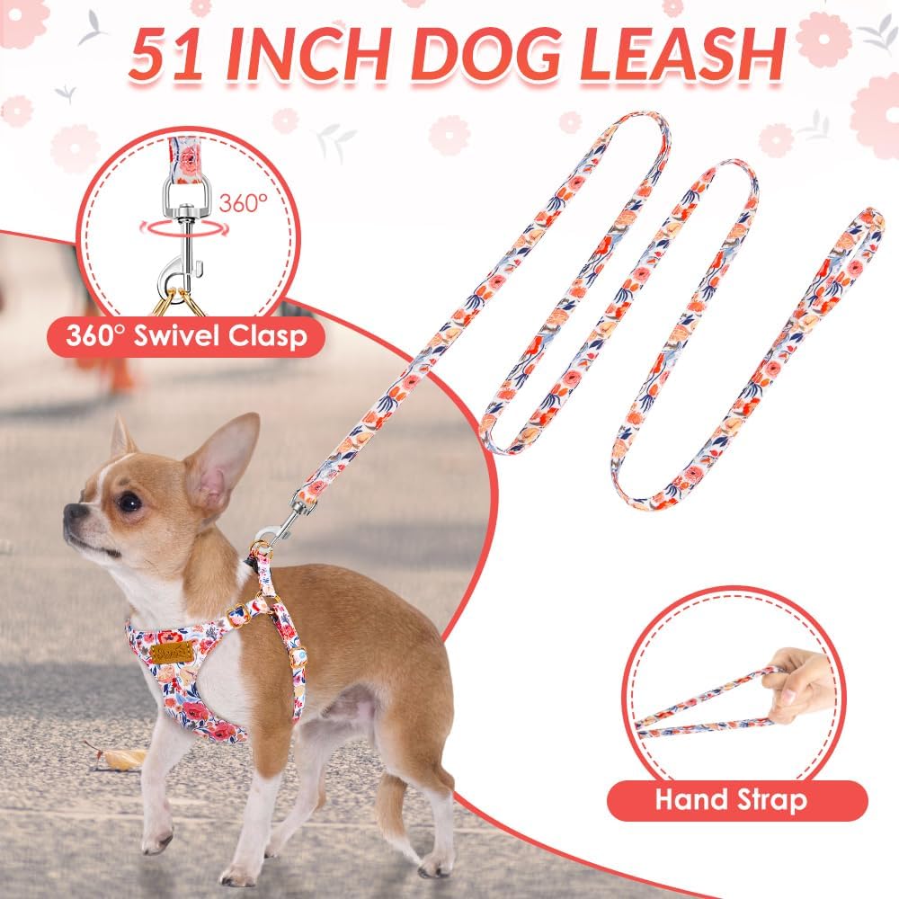 SlowTon No Pull Dog Harness with Leash for Small Medium Dogs - XX-Small(2.2-6lb) / Flower - image 3