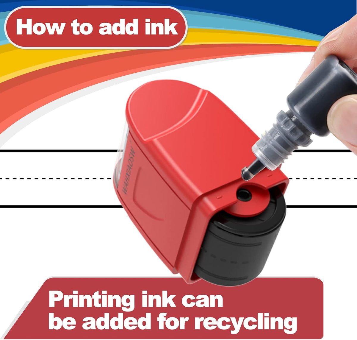 Handwriting Lines Stamp Roller Self-Inking Line Rolling Stamps - Red - image 3