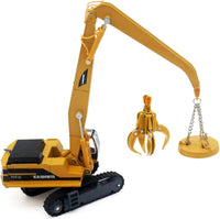 Tipmant 1:87 scale yellow die-cast alloy excavator toy truck with rotating arm