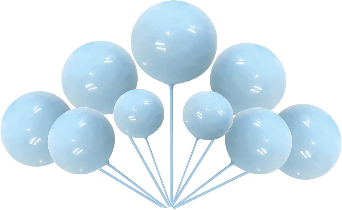ZHUOWEISM ball cake toppers, 24 mini balloon picks in blue, gold and white - view 30