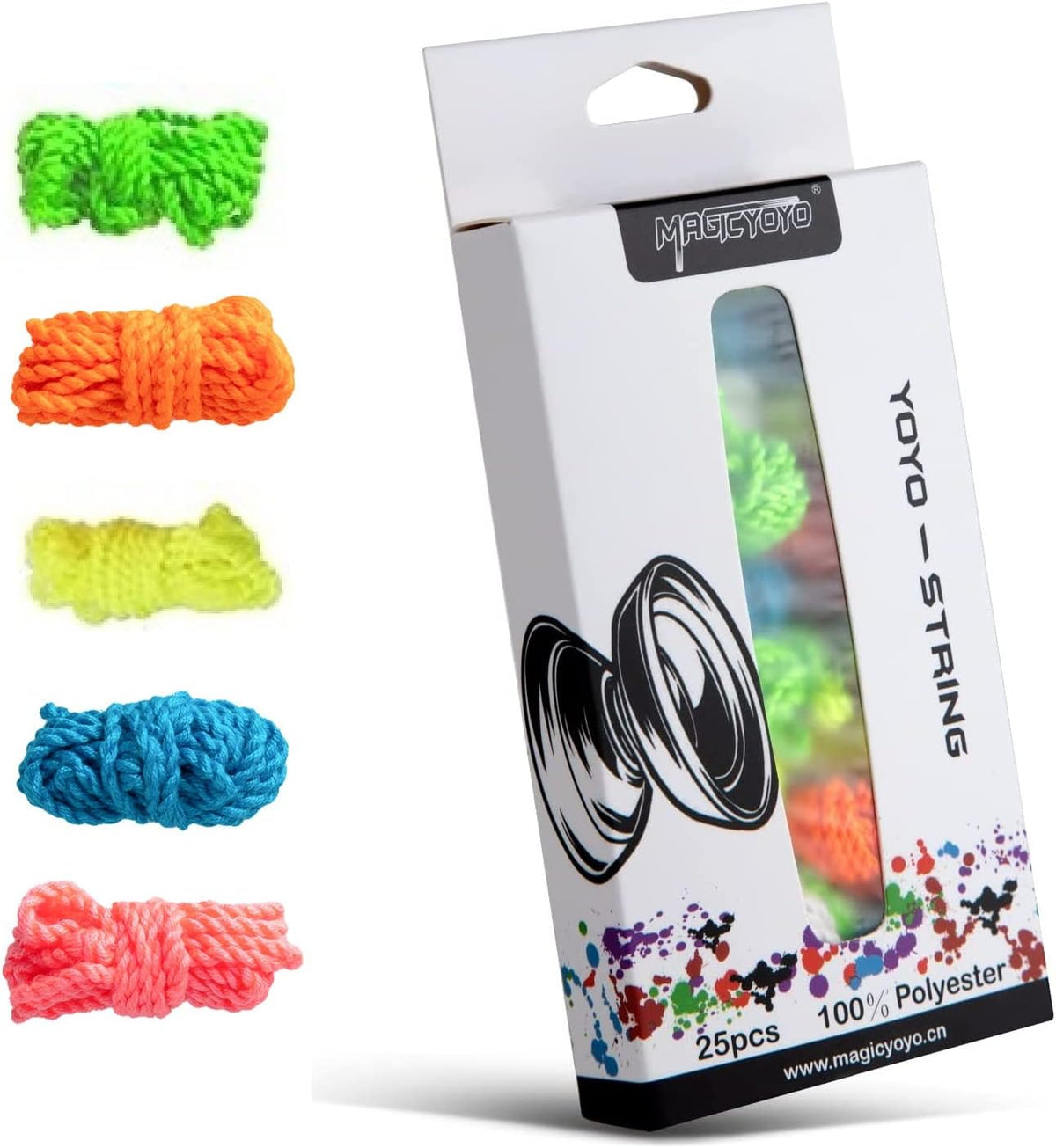 MAGICYOYO 100% Polyester Professional Yoyo Strings for Responsive - Blue, Green, Orange, Yellow, Pink