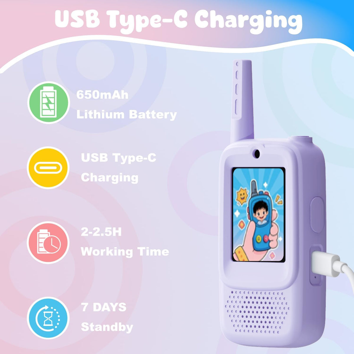 Video Walkie Talkies for Kids - Purple - image 4