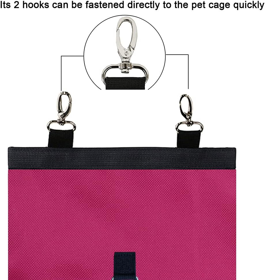 Rabbit Hay Feeder Bag Hanging Hay Rack – Essentials for Small Pets - 2 Windows / Pink - image 3