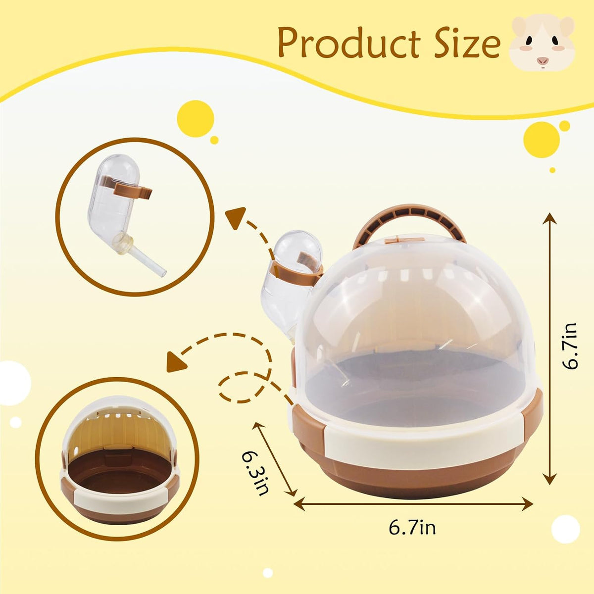 Hamster Carrier Cage Portable Cages Small Animals Carry Travel Case - 【Brown】 - image 2
