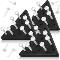 Zhanmai 3 Sets Wooden Triangle Peg Travel Game - White Peg Black Board / 10