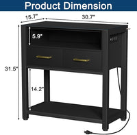 20-29 Gallon Aquarium Stand with Power Outlet & 2 Storage Drawers, Heavy Duty Metal Frame Fish Tank Stand with Waterproof Mat, 30.7" L*15.7" W Tabletop, 550LBS Capacity, Black