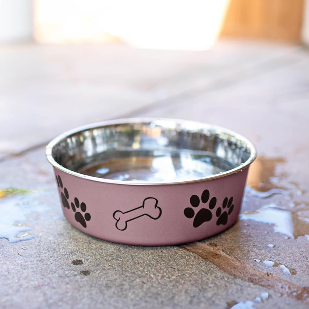 Loving Pets Bella Dog Bowls, Stainless Steel Dog & Cat Bowls - Grape / Medium (20-35lbs) - image 2