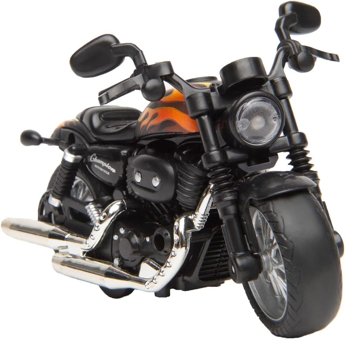 CYYSFIVQZ black 1:14 die cast pull back toy motorcycle with lights and sounds - view 3