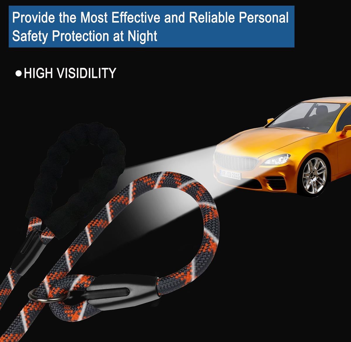 Dog Leash, 6 FT Heavy Duty Dog Leashes with Comfortable Padded Handle,Black – Essentials for Dogs - Grey Orange / 6 Feet x 1/2 Inch - image 3