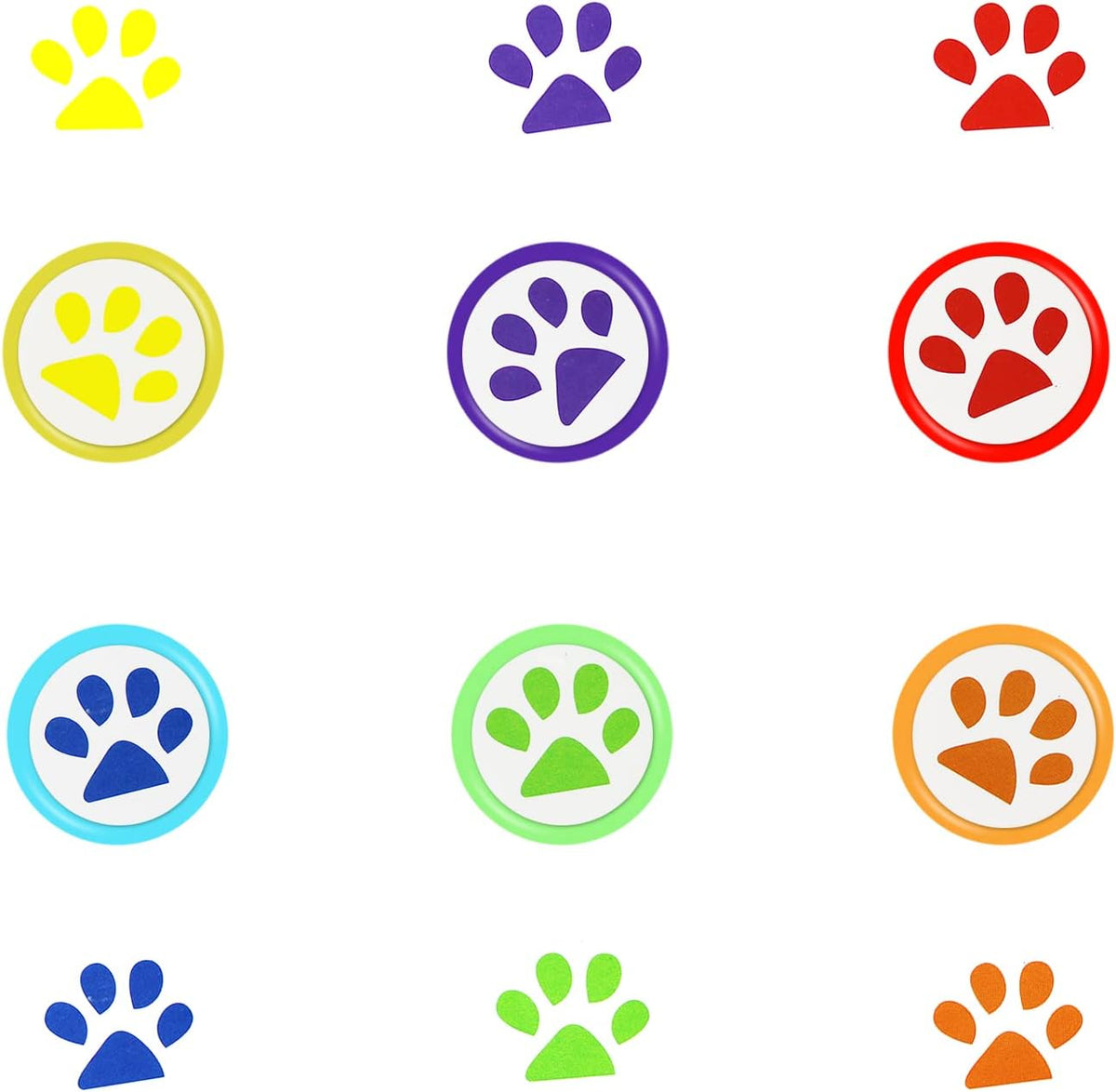 AHKUNMT 36 paw print self inking stampers in red, yellow, blue, green, orange and purple - view 4