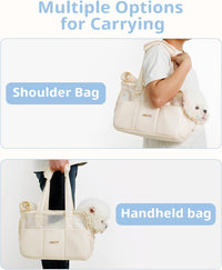 ONECUTE Dog Purse Carrier for Small Dogs Rabbit cat with Large Pockets - Beige Mesh / 13.3"L x 6.2"W x 9.8"H - image 3