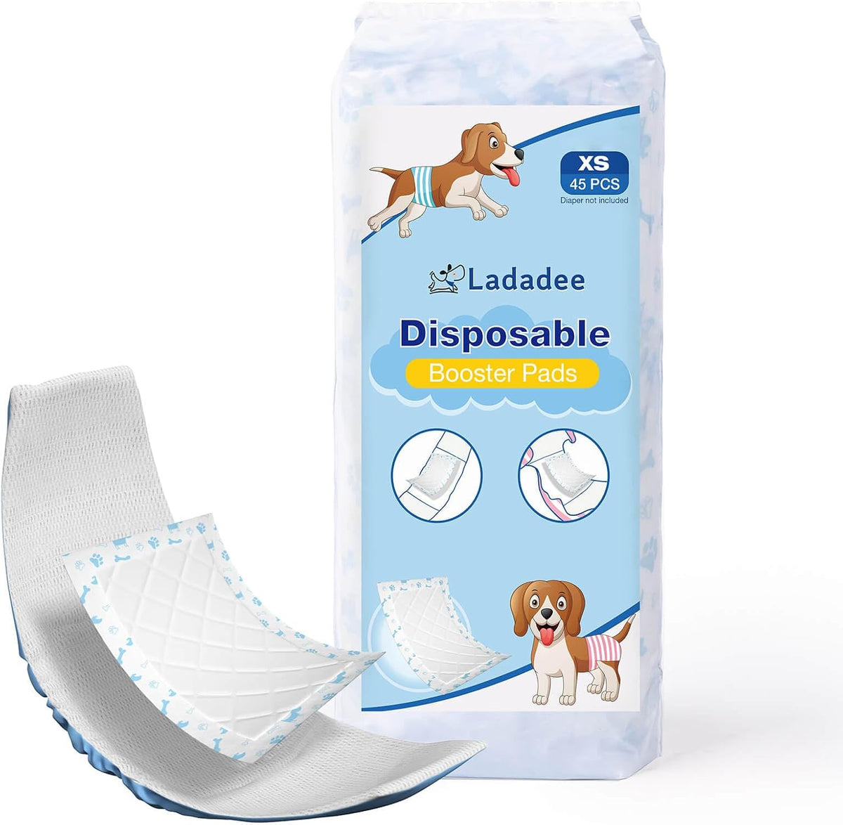 Disposable Dog Diaper Liners Booster Pads for Male & Female Dogs - XS-45Count