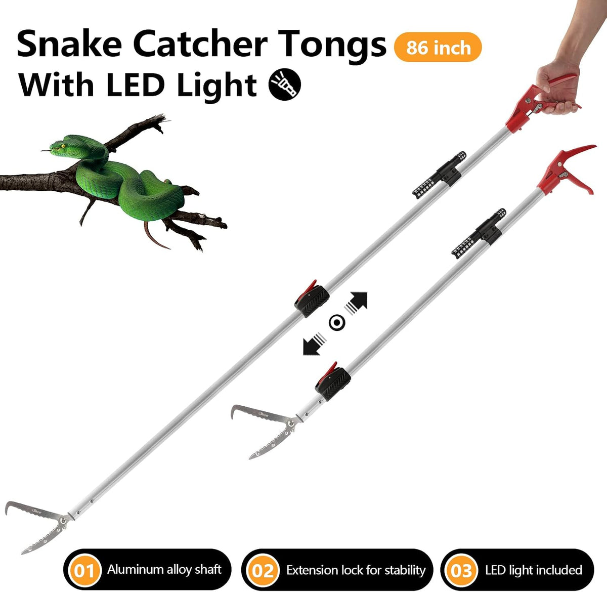 86 inch Snake Catcher Tongs Grabber Traps Stick Hook Bite Kits Tool – Essentials for Reptiles And Amphibians - image 2