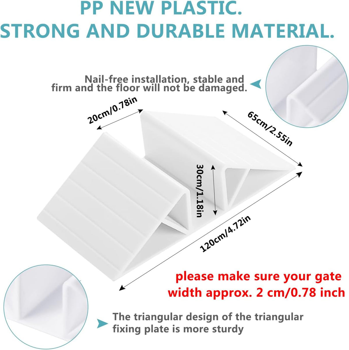 6 PCS White Plastic Triangle Support Feet for Pet and Baby Gates - image 2