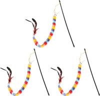 QWINEE Cat Wand Toys, Cat Interactive Toy - One Size (Pack of 3) / Multicolor