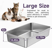 Stainless Steel High Sides Cat Litter Box - XL-22.75"L x 14.45"W x 5"H - image 2
