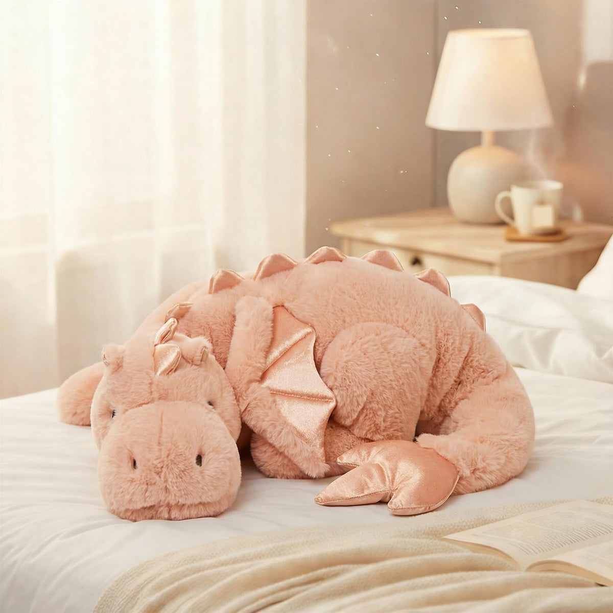 ARELUX Large 36in Cute Dragon Stuffed Animals Plush Toy Soft Matcha - Pink / 36inch